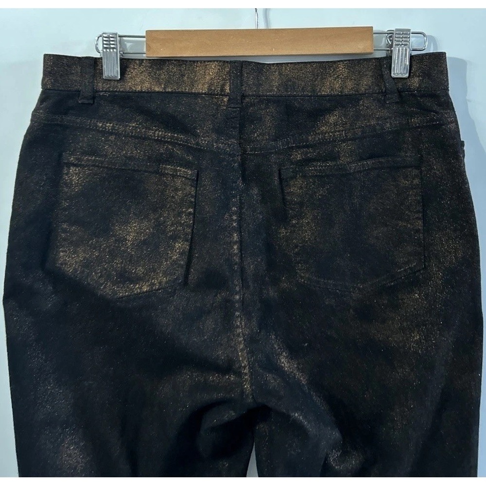 Lafayette 148 New York Pants Gold Dust Metallic Black Size 10 Gorgeous